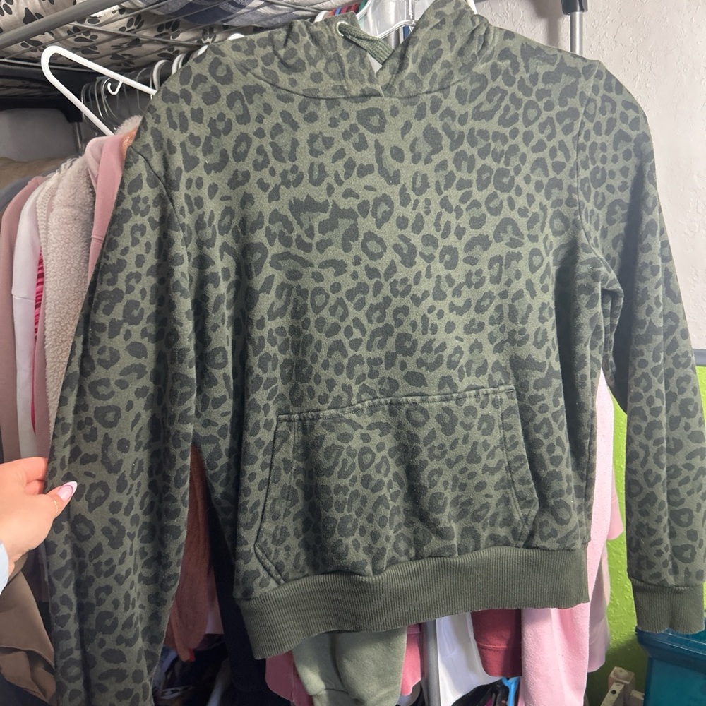 Green Leopard Print Hoodie